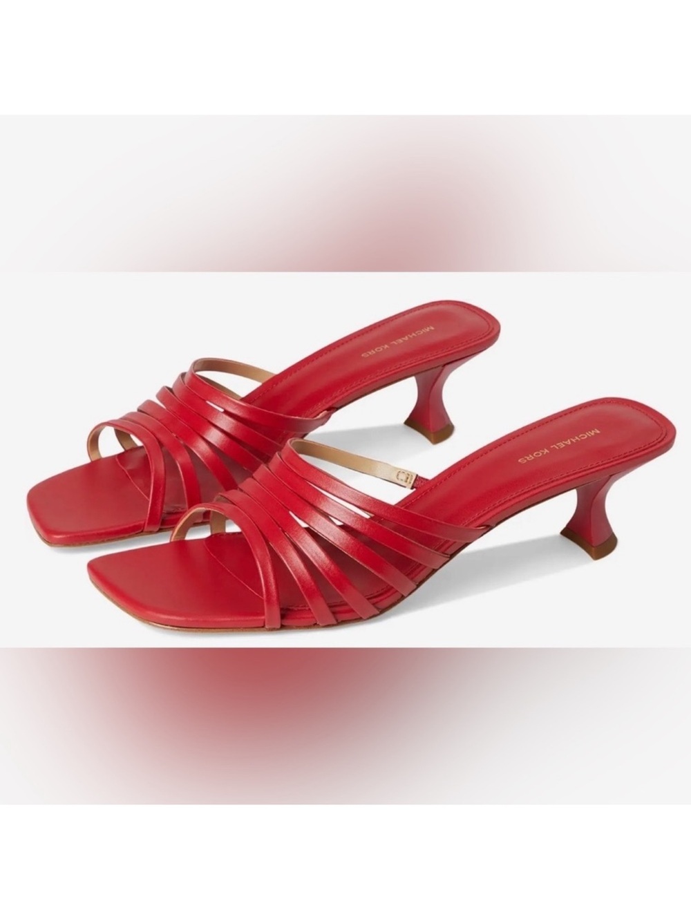 Michael Kors Red Strappy Kitten Heel Sandals